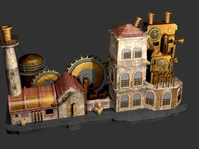 steampunk industrial factory  3D model