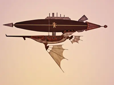 Air ship steampunk 3D model