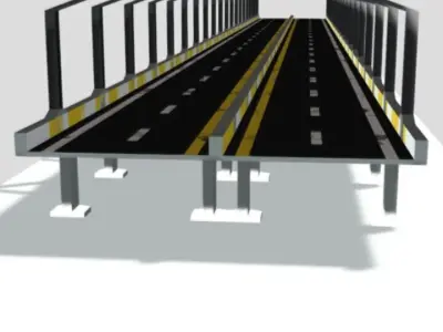 Bridge with street lights  Low-poly 3D model