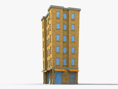 Cartoon Building x20 Low-poly 3D model