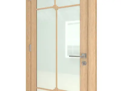 Door-025 interior door in oak with frosted glass 3D model