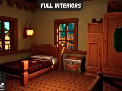 Stylized Village Low-poly 3D model purchase