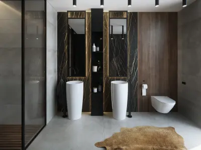 Bathroom Interior Scene for Cinema 4D and Octane Render 3D model