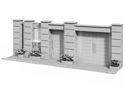 Fence outdoor wall facade Low-poly 3D model