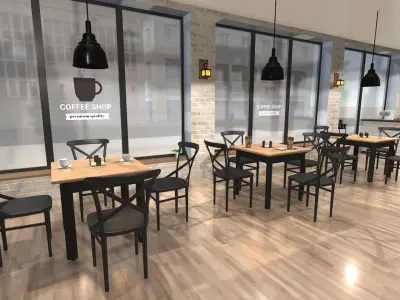 Coffee Shop Low-poly 3D model