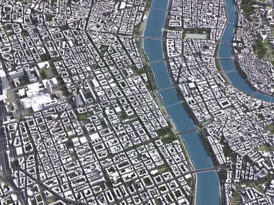 Lyon - city Low-poly 3D model