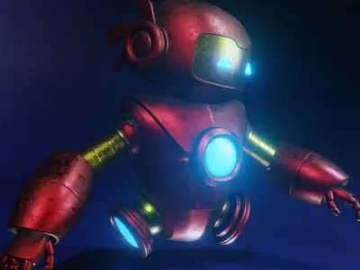 Robot with glowing eyes 3D model
