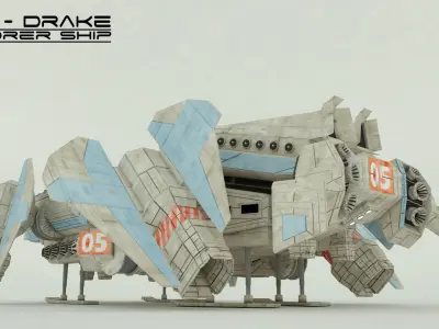 Explorer Class Space ship Low-poly 3D model