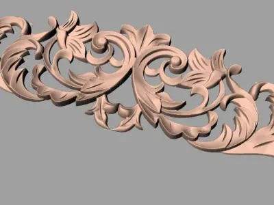 Furniture decorative flower 3D STL model for CNC carving E046 3D model