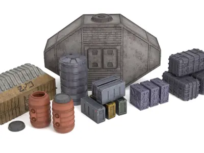 Jabbas Throne Room - Set 10a - Main Hangar Attributes 1-12 scale 3D Model Pack