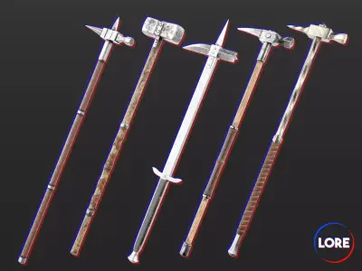 Medieval Collection Weapons Warhammers 3D Model Pack
