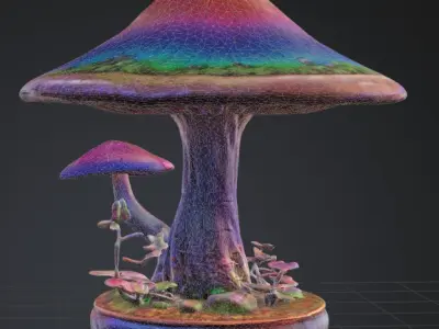 Fantasy Rainbow Mushroom - High-Detail 3D Model Free 3D model