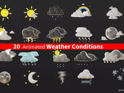 20 Animated Weather Conditions Low-poly 3D model
