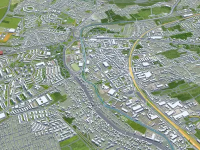 Sosnowiec Poland 30km Low-poly 3D model