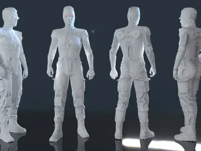 Cyborg Low-poly 3D model