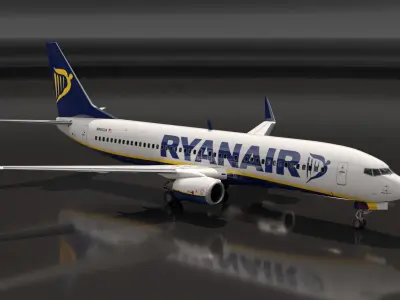  Ryanair Boeing 737 with Cockpit and Cabin Detail Rigged 