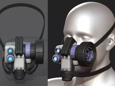 Gas mask scifi helmet futuristic technology  Low-poly 3D model