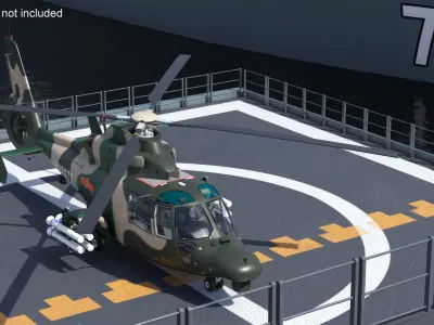  Military Harbin Z-9WZ Helicopter on Naval Ship Deck 
