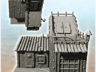 Futuristic sheet metal dwelling with armored door -3- 3D print model