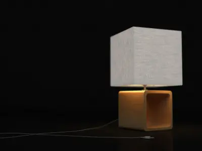 LAMP---Cubic wooden lamp with shade 3D model