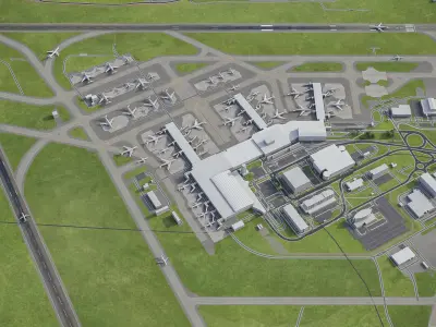 Prague Vaclav Havel Airport Low-poly 3D model