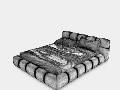 Modern leather bed 3D model
