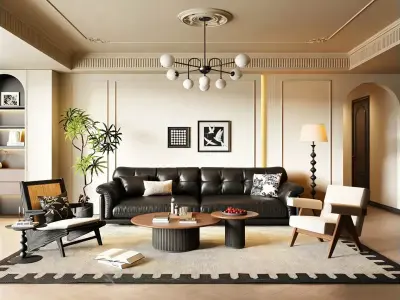 French Retro Style Living Room 3D model