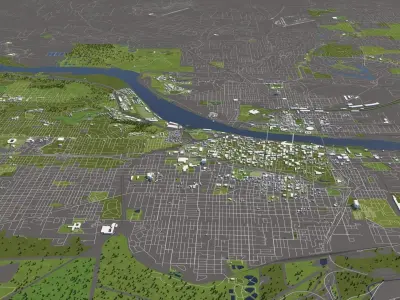 Little Rock Arkansas USA 50x50km 3D City Map 3D model