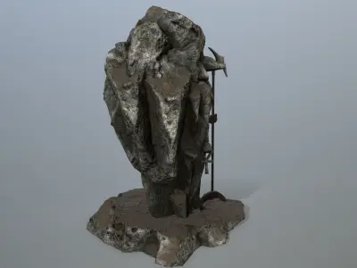 anibus statue of man holding spear Low-poly 3D model
