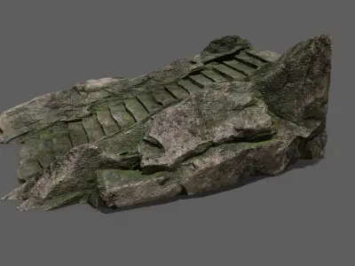 Stairs set of made from rocks Low-poly 3D model