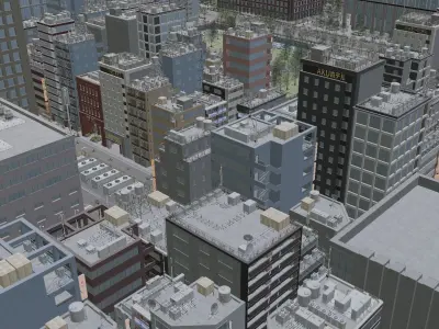 Japanese City - Midtown Environment Low-poly 3D model