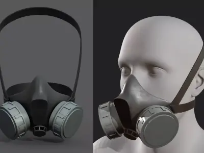 Gas mask helmet 3d model military combat fantasy cyborg armor  Low-poly 3D model