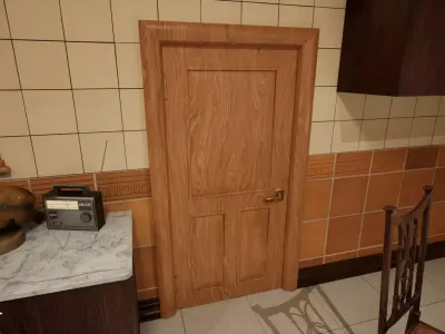 Wooden Door Low-poly 3D model 9