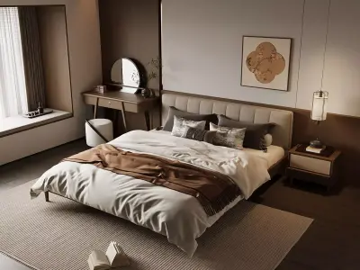 Warm Japandi Master Bedroom 3D model