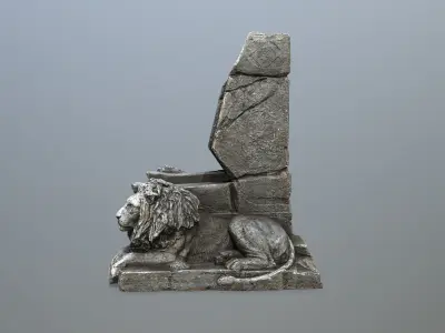 Lion Throne Low-poly 3D model