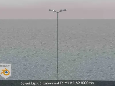 Street Light 5 Galvanized F4 M1 K0 A2 8000mm Low-poly 3D model