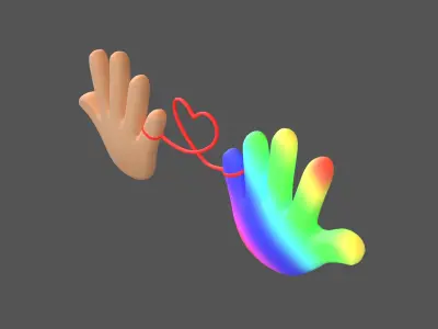 Hand with Red Line Icon v1 023 Low-poly 3D model