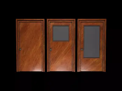 wooden door Low-poly 3D model