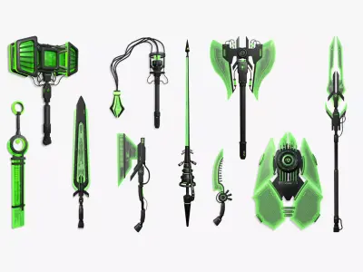 10 SciFi Weaponry C Collection - Sci Fi Weapon Design 3D Model Pack