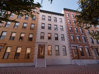 Row Townhouses New York style Low-poly 3D model
