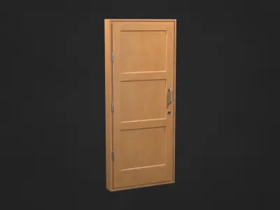 Wooden door Low-poly 3D model 8