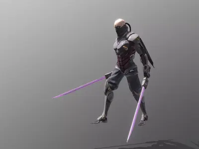 Cyborg Scifi Ninja Serial Walk Fbx Png 3D model