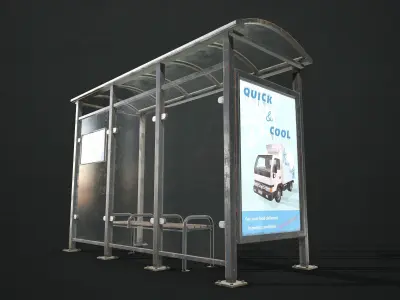 Bus Stop Shelter Low-poly 3D model