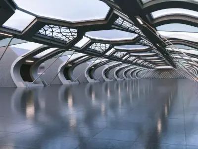 Futuristic Sci-fi Corridor- Architectural Background- V1U3 3D model