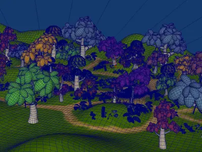 Forest cartoon Low-poly 3D model