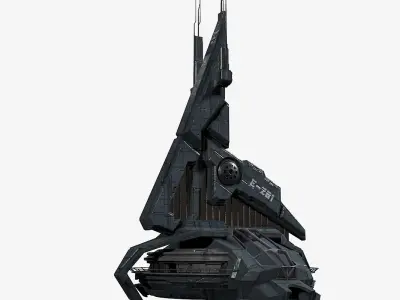 Halo Style Sci-Fi Building 3D model