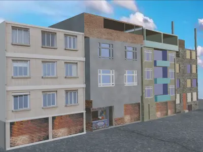 Lovpoly Apartments and house Low-poly 3D model