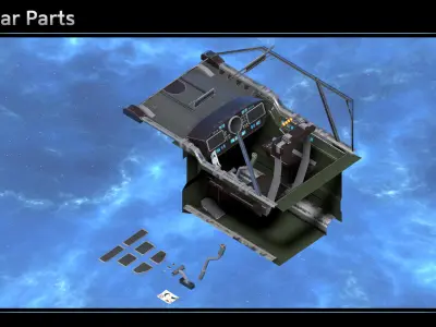 Spaceship Cockpit I Low-poly 3D model
