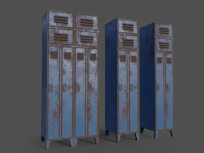 PBR School Gym Locker 10 - Blue Light Low-poly 3D model