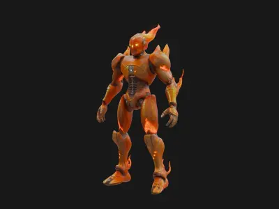 Robot Elemental Fire Low-poly 3D model